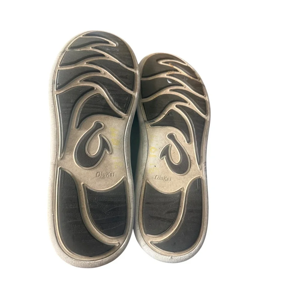 OluKai Alapa Li Mens 9.5 Charcoal Grey Mesh Leather Slip On Sneakers 10395-406C